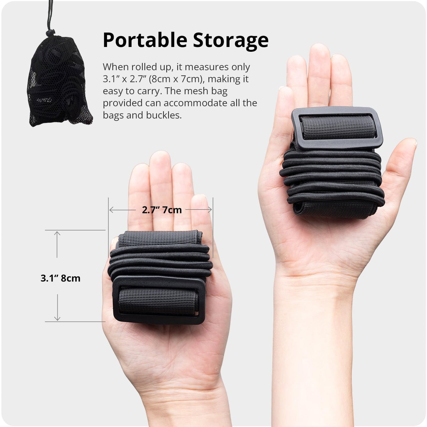 Luggage Straps 3 PCS for Suitcases TSA Approved 2 Short & 1 Long Adjustable Straps with Elastic Thick Rope for Connecting Suitcases and Bags Stably with a Strap Buckle and a Bottle Clip, Black