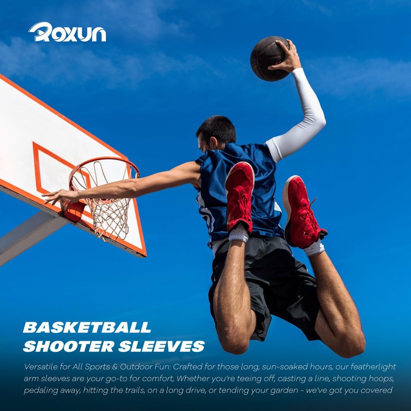 ROXUN 2 Pairs Arm Sleeves, Cooling UV Sun Protection Sports Compression for Men/Women Purple+Pink