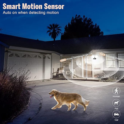 Battery Powered Motion Sensor Security Light(2 Pack),5000K 1000LM High Brightness,6 -Month Battery Life,No Wiring Installation,49FT Sensing Distance,Indoors or Outdoor Used