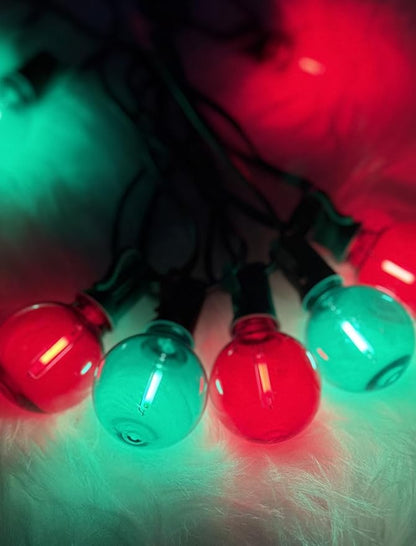 25Ft LED Christmas Outdoor String Lights, G40 Globe Lights with 27 0.6W Clear Multicolor Bulbs, Vintage Christmas Lights for Holiday Party Backyard Wedding Garden Patio Porch Decor, Green Wire