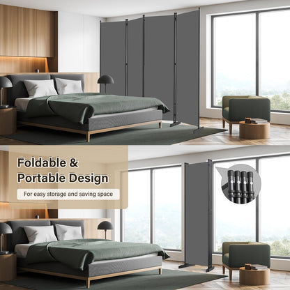 AKTOP Room Divider 4 Panel, 80" W Portable Wall Divider for Room Separation, Freestanding Partition Room Dividers, Folding Room Separators Privacy Screens for Home Office Bedroom, Grey