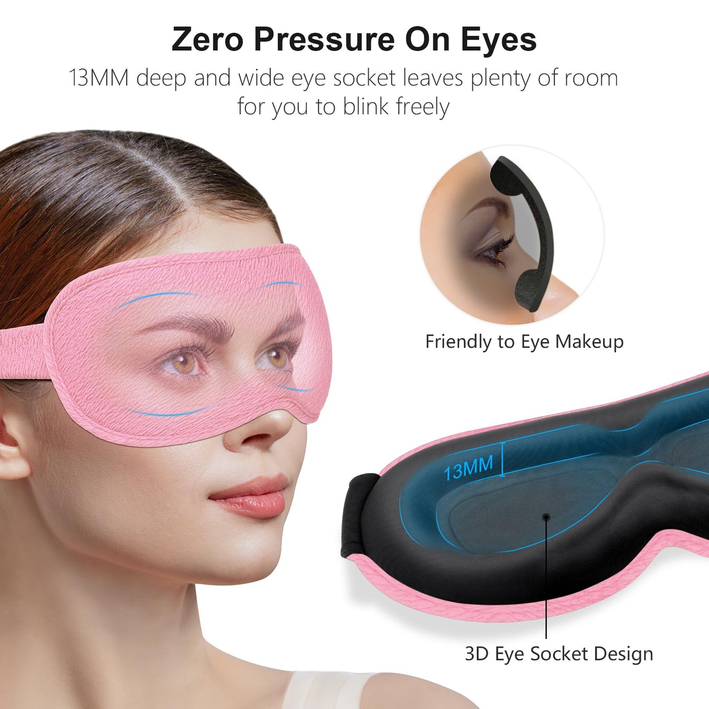 Gritin 100% Blackout Sleep Eye Mask for Women Men, Zero Pressure Sleeping Mask - Ergonomic Design 3D Cutout Eye Movement and Eyelash Friendly Night Blindfold, Ultra Soft Comfortable for Sleeping