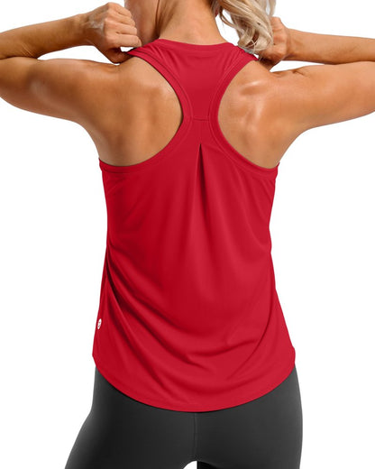 G Gradual Women's Workout Tank Tops Racerback Athletic Yoga Tops Loose Fit Sleeveless Running Gym Sports Shirts for Women(Red,M)