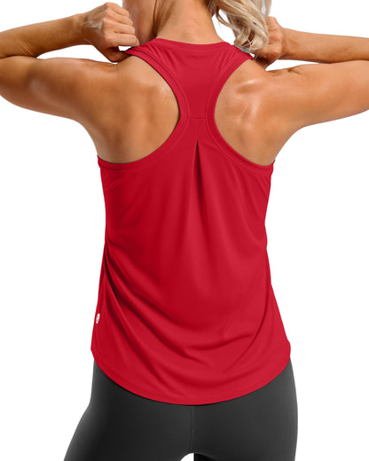 G Gradual Women's Workout Tank Tops Racerback Athletic Yoga Tops Loose Fit Sleeveless Running Gym Sports Shirts for Women(Red New,L)