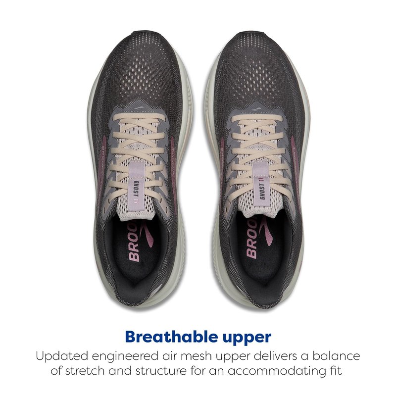 Brooks Women’s Ghost 17 Neutral Running Shoe - Poppy Seed/Pink/Bluewash - 7.5 Medium