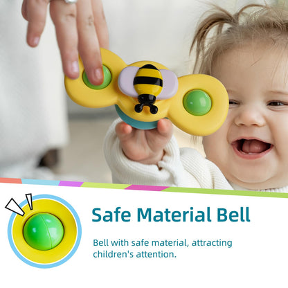 LiKee Strong Suction Cup Fidget Rotating Sensory Bath Toys for Baby 12 18 Months Airplane Car Travel Table & Window Toys for 1 2 Years Old Toddler Boys and Girls (Insect-1)