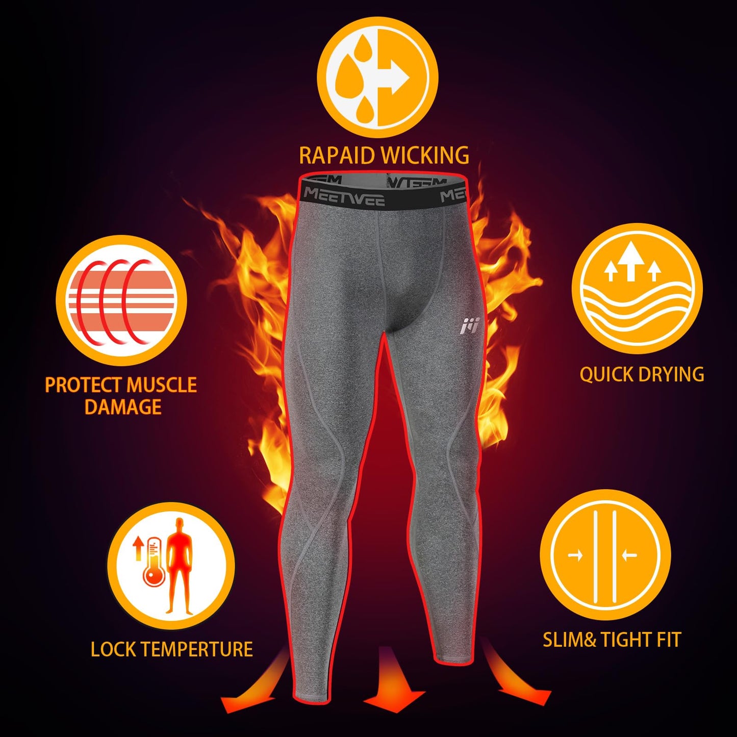 MEETWEE Men's Thermal Underwear, Long Underwear, Winter Leggings, Functional Underwear, Ski Underwear, Warm Underwear for Men