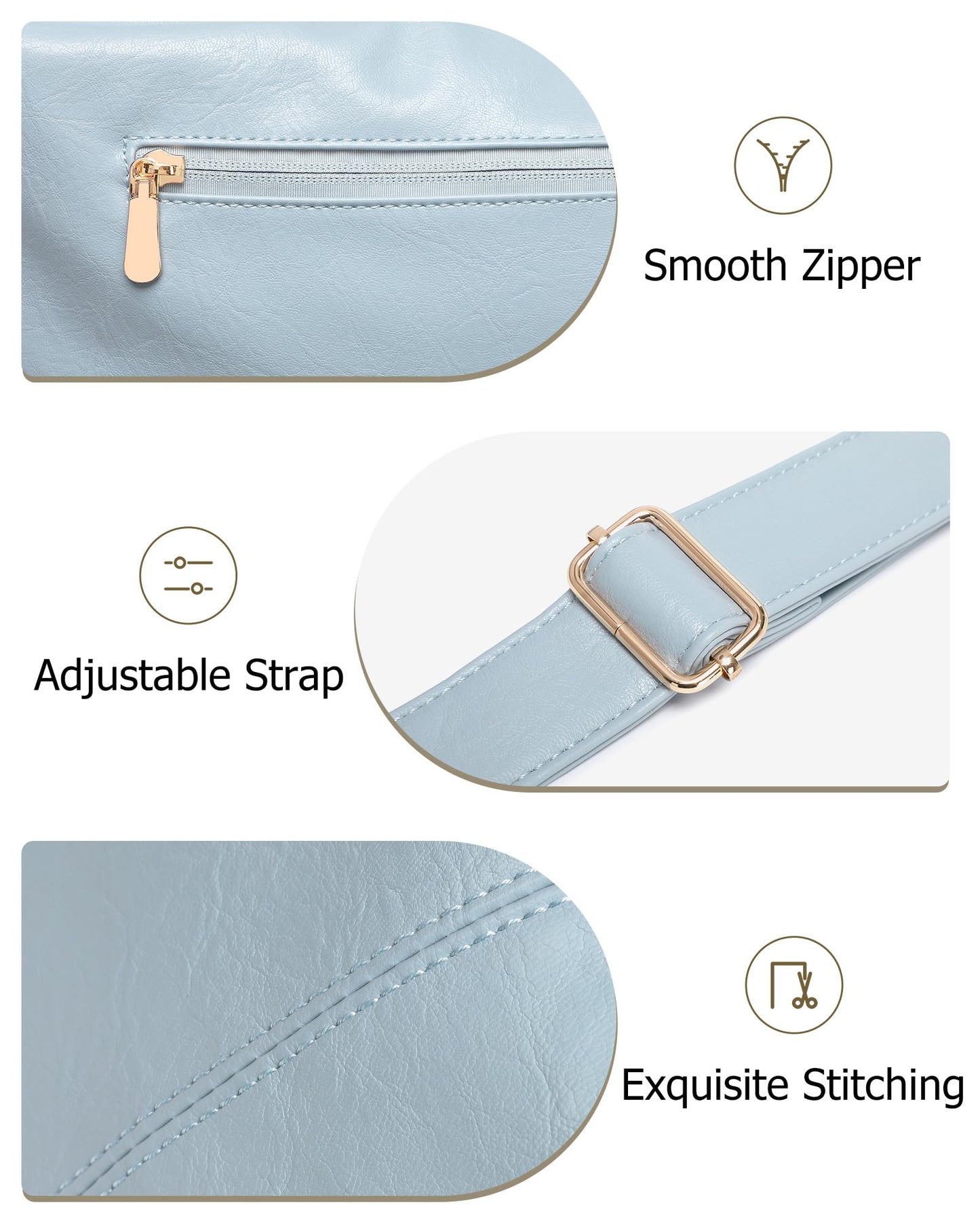 Hobo Bag for Women with Mini Purse Soft Vegan Leather Slouchy Shoulder Crossbody Handbag Tote