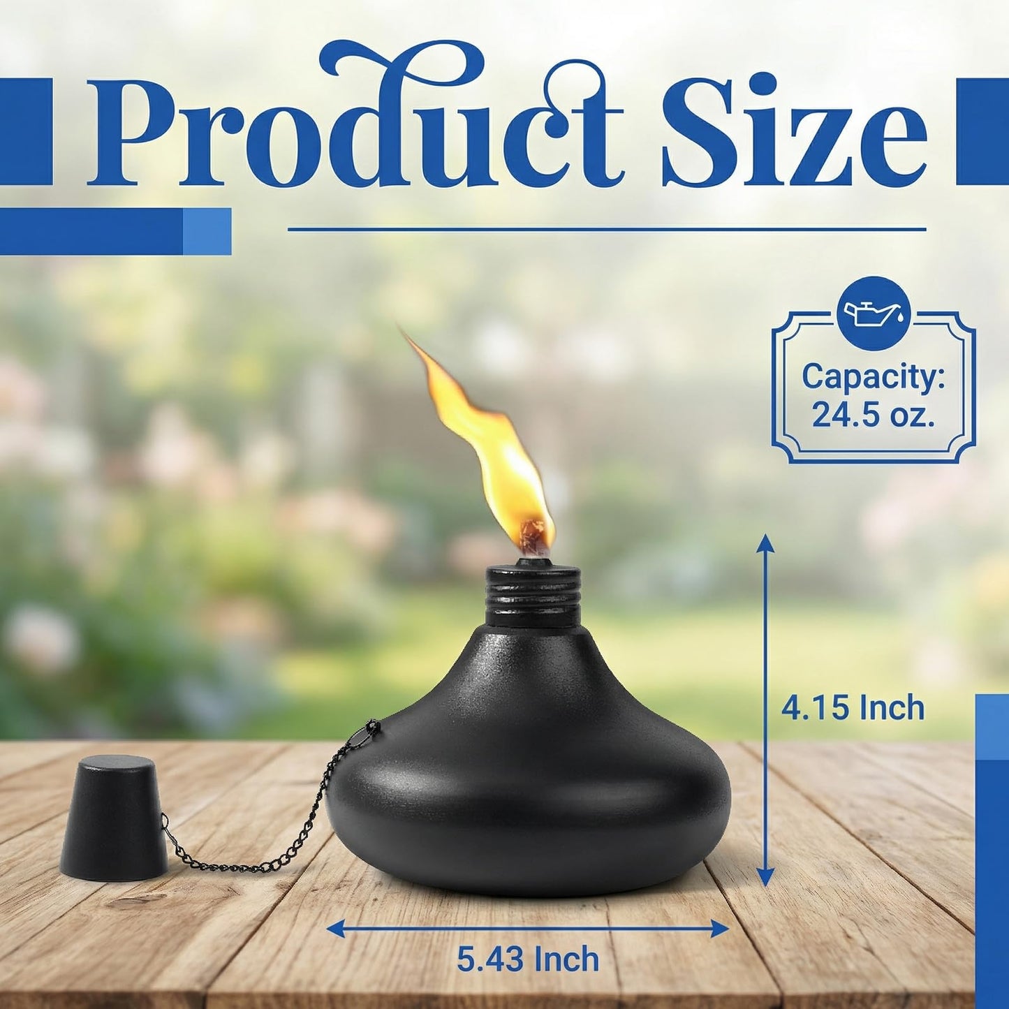 SNOGSWOG Upgraded Tabletop Torches Set of 8, 24.5 oz Citronella Candles for Outdoor, Metal Table Top Torches for Outside, Refillable Torch Lanterns for Patio, Yard, Deck, Garden, Party