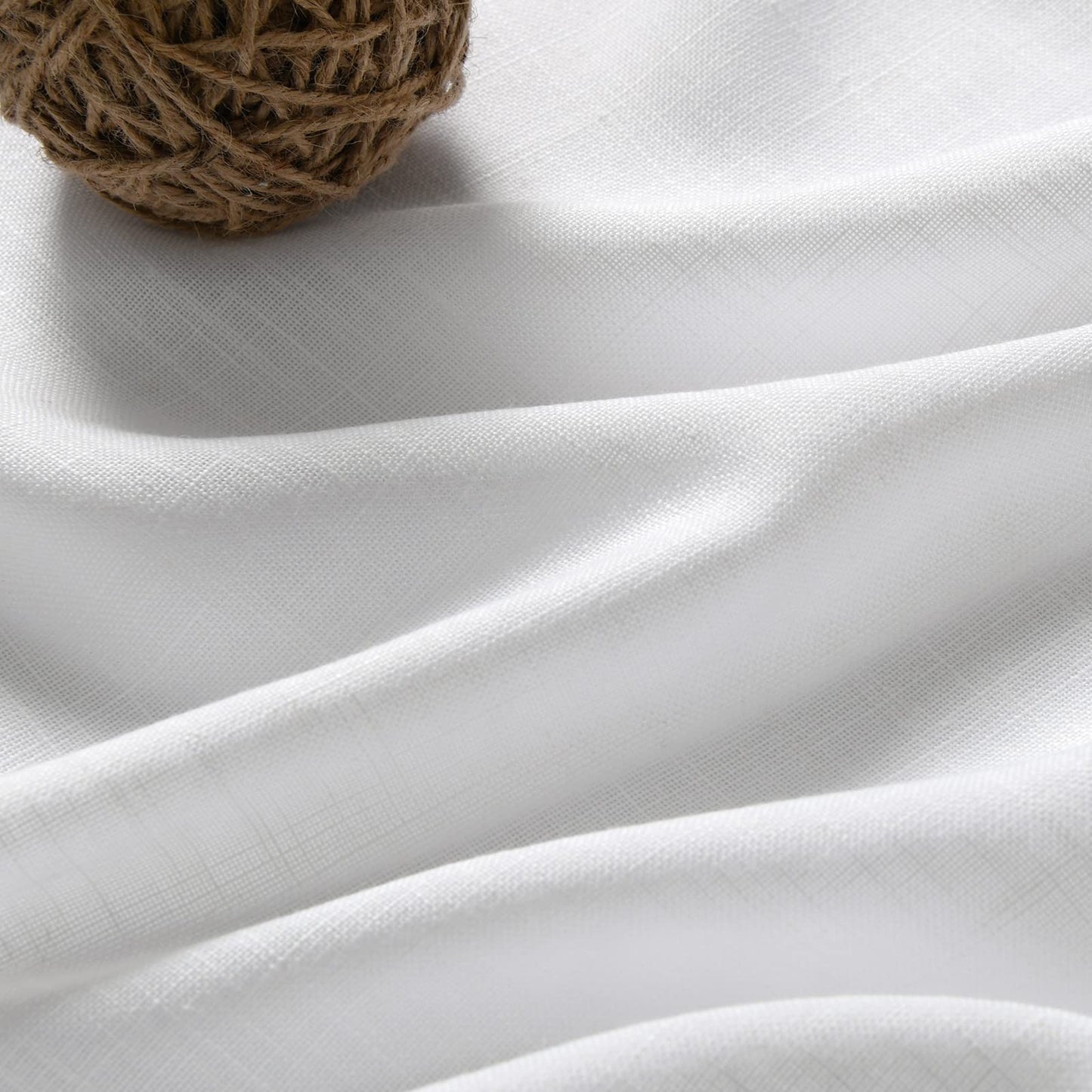 Nanspring White Small Linen Textured Curtains 24 Inch Length Light Filtering Semi Sheer Short Curtains Back Tab Rod Pocket Boho Kitchen Tier Window Curtain for Bathroom Basement Camper 26x24 Inches