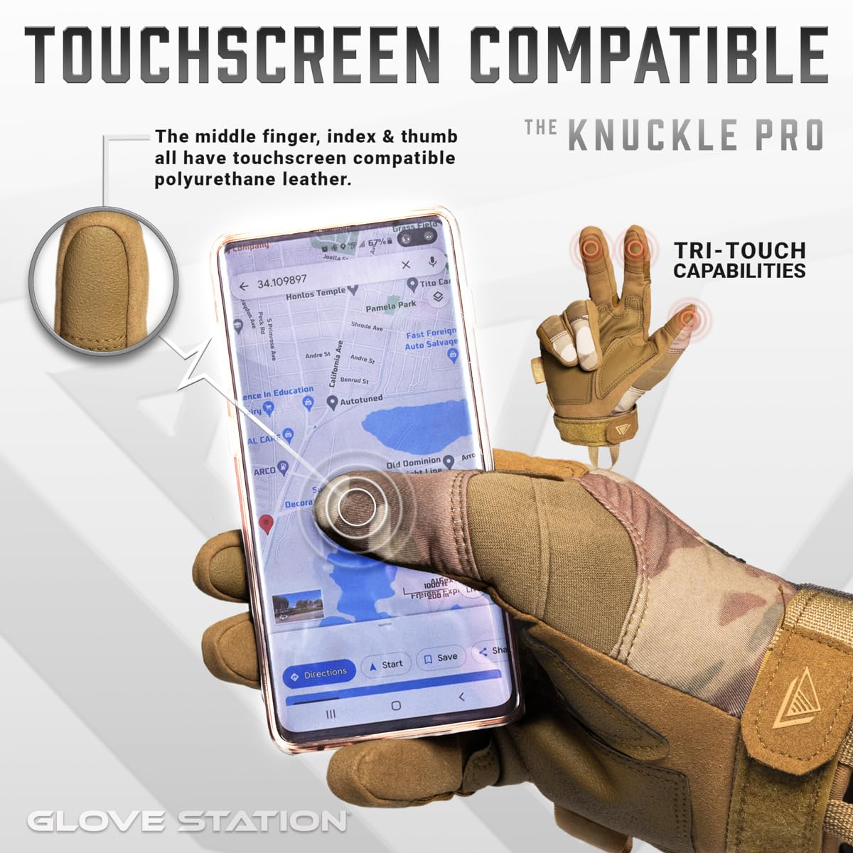 Glove Station Hard Knuckle Utility Gloves, Touchscreen, TACHK258, XL