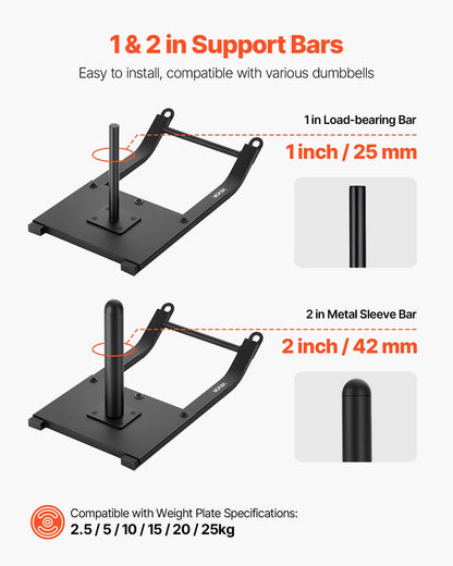 VEVOR Weight Sled, Steel Power Sled, Fitness Strength Training Pull Push Running Sled, Fitness Workout Sled Push Gym Equipment, Steel Power Sled with Harness, Compatible 1/2 in Weight Plates, Black