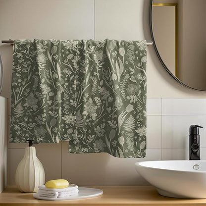 Sage Green Spring Floral Hand Towels