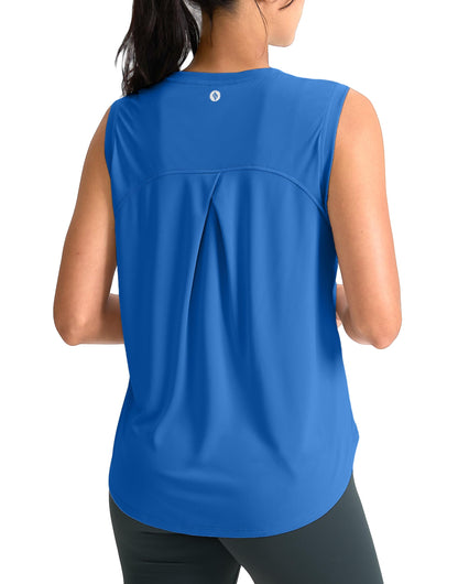 SANTINY Women's Sleeveless Workout Tops Breathable Lightweight Active Tennis Yoga Shirts Athletic Running Tank Tops for Women (Royal Blue_XL)