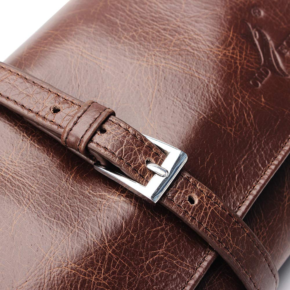 OLD FOX Cigar Pouch Case Pipe Case Holder Genuine Leather Retro Bag Pouch Tobacco Pipe Brown FC0008