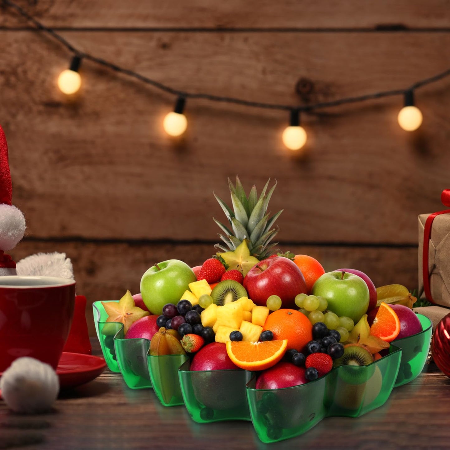 Wiwiqing 2 Pcs Christmas Tree Shaped Serving Tray Plastic Green Christmas Serving Platter Reusable Xmas Snack Tray Food Holder Appetizer Platter for Winter Xmas Themed Party Supplies Home Decoration