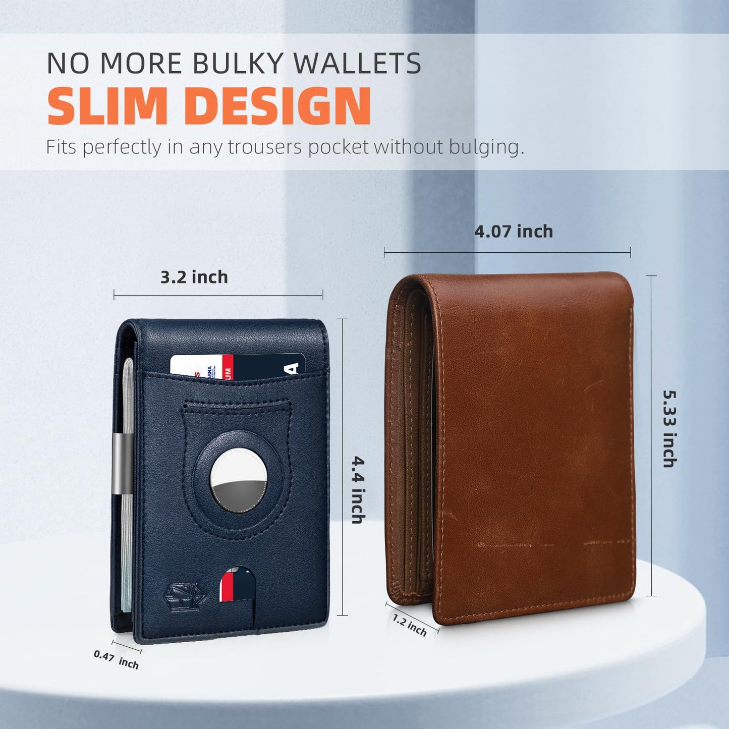 Zitahli Airtag-Wallet-Mens-Slim-RFID Blocking Wallet Leather with Money Clip Air Tag Wallet Card Holder Bifold Gifts for Men