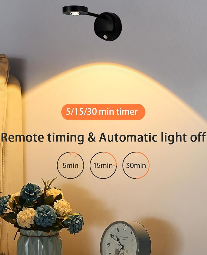 2200mAh Motion Sensor Picture Light, Spotlight Painting Light, LED Wall Sconce, Night Light Lamp, Rechargeable Battery Operated 3 Color & Dimmable Magnetic 360° Rotation with Remote (Black, 1 Pcs)