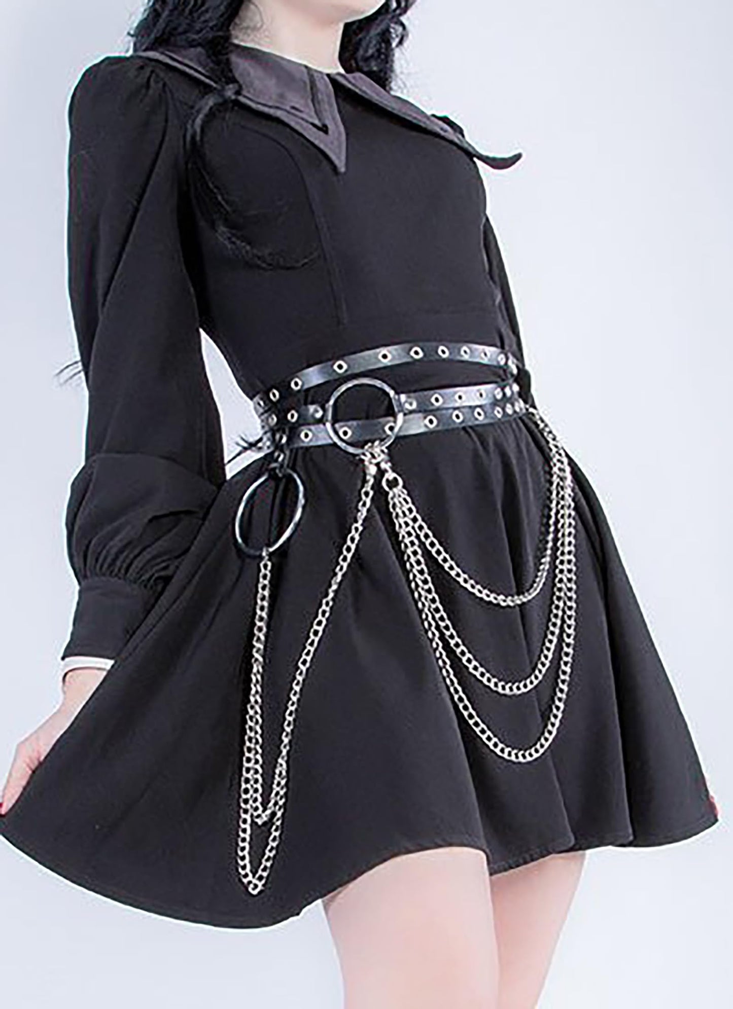 WARANDOD Women Double Layer Waist Belt with Chain, Adjustable Faux Leather Alloy Hip Belt for Street Style Festival Outfits(Waist 26.4-35.4in)