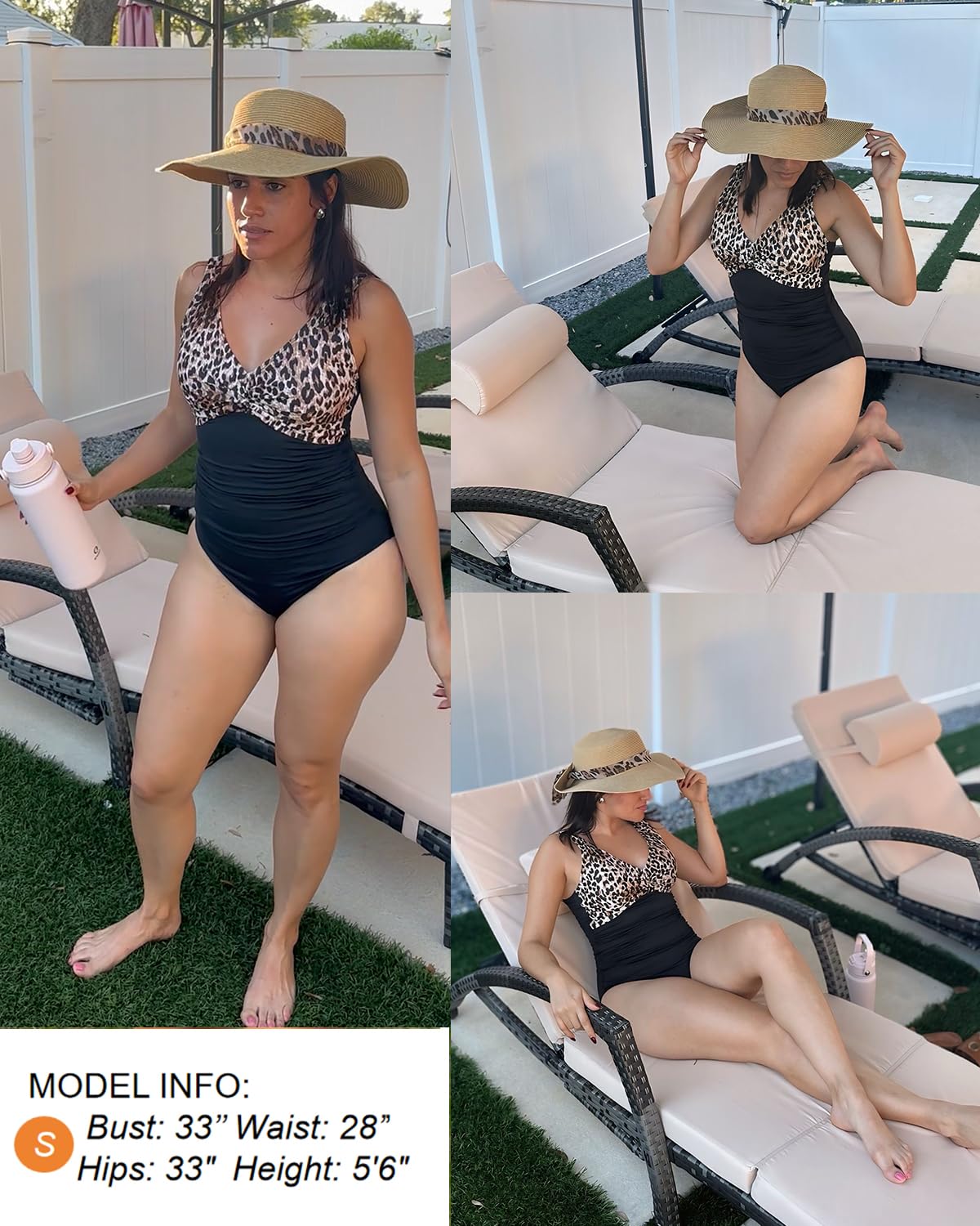 Holipick Black Leopard Women Tummy Control One Piece Swimsuit - Push Up Bathing Suit Full Coverage Slimming Swimwear S