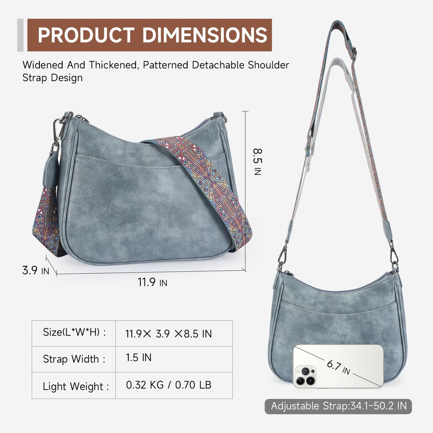 APHISON Crossbody Bags for Women Trendy, Leather Crossbody purse with Adjustable Strap, Women's Crossbody Shoulder Handbags