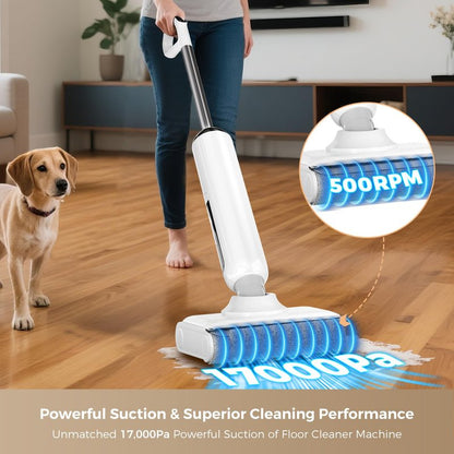 HABIUBIU Wet Dry Vacuum Cleaner, Cordless Vacuum Mop Combo for Hard Floors, 23000Pa Powerful Suction, 180° Lay-Flat, Self-Cleaning Floor Washer with 45 Min Runtime, Anti-Tangle Brush, Dual Tank