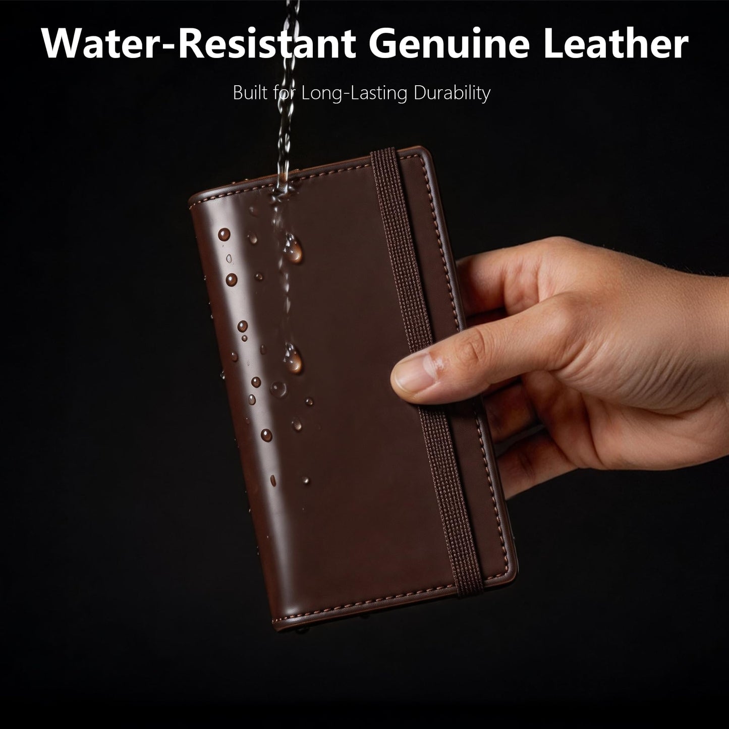 Espera Genuine Leather Checkbook Cover for Men and Women, Check Book Covers for Personal Checkbook with Elastic Band