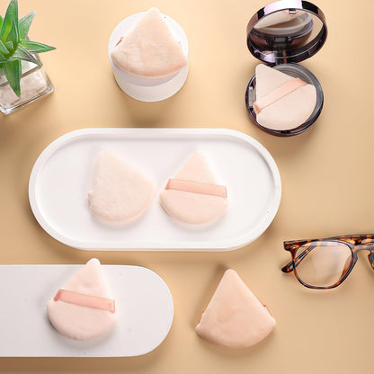 Pimoys 6 Pieces Powder Puff Face Makeup Sponge Soft Velour Triangle Powder Puffs Beauty Sponge Stocking Stuffers for Loose Powder (Black, Pink)