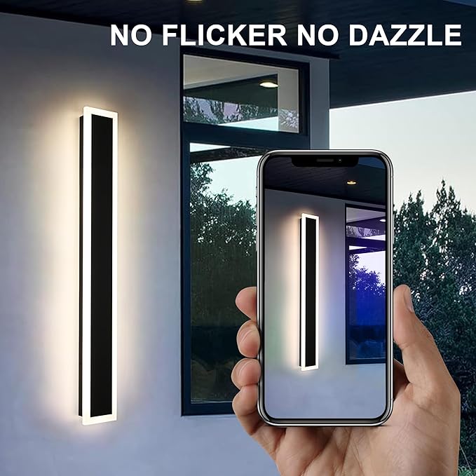MELUCEE Exterior Wall Lights for House 2 Pack 60 Inch Long Strip Modern Outdoor Light Wall Fixture Sconce, Dimmable Outside Linear Exterior Lights, Black Wall Mount Lighting for Porch Corridor, Garage
