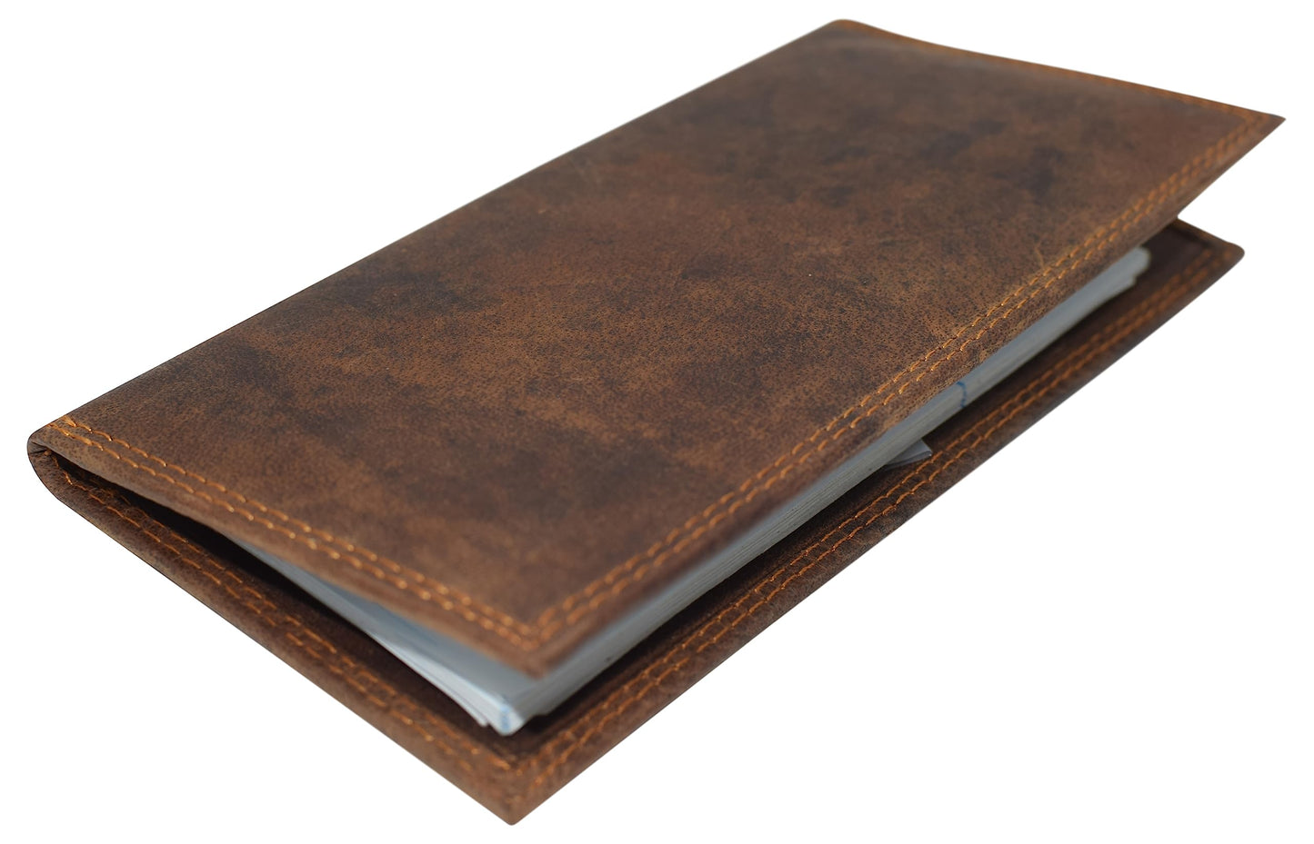 CAZORO Premium Vintage Leather RFID Blocking Slim Checkbook Cover Wallet (Brown)