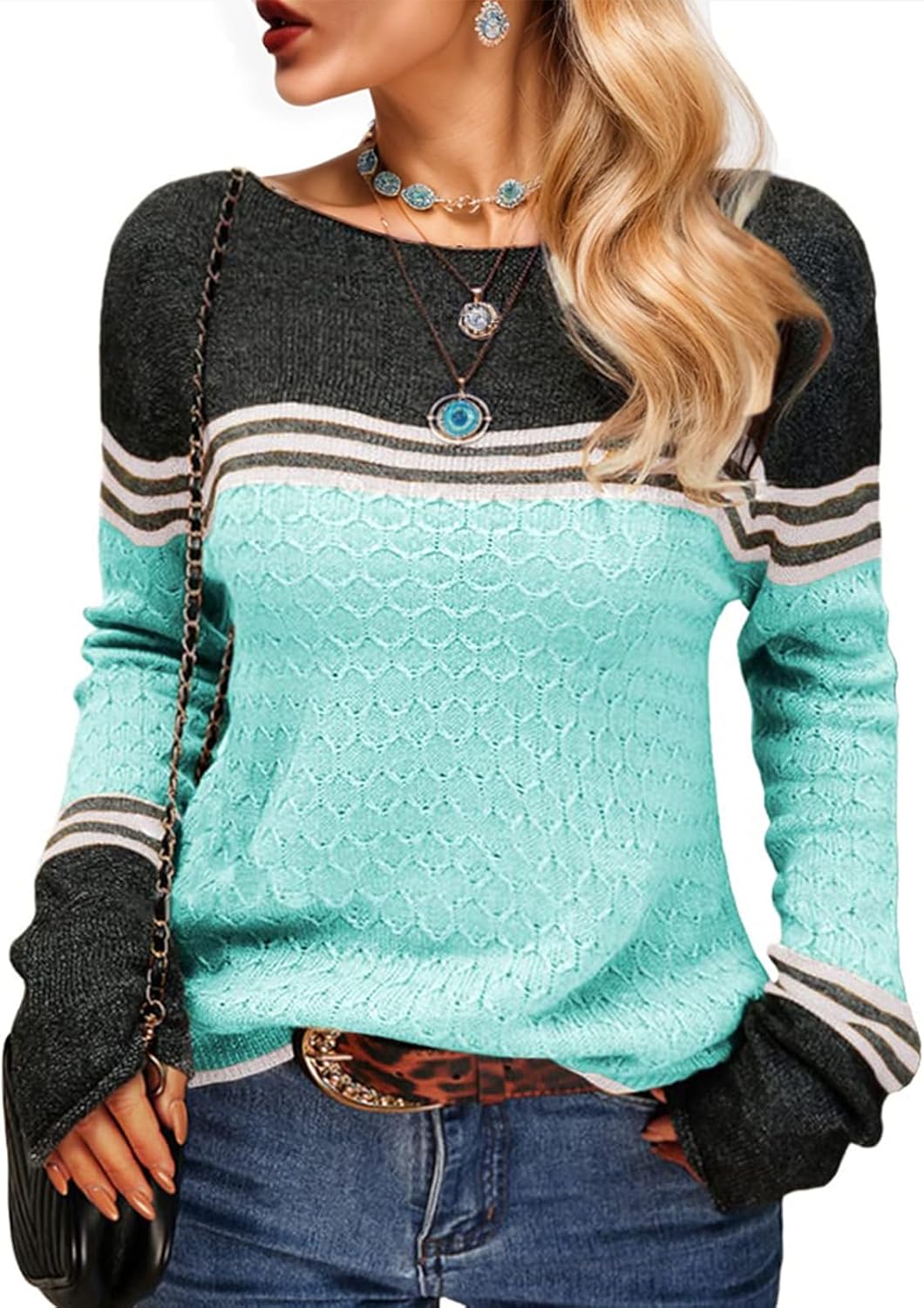 Womens Sweaters Fall 2025 Fashion Boho Trendy Lightweight Pullover Crew Long Sleeve Cute Tops for Women Winter Outfits