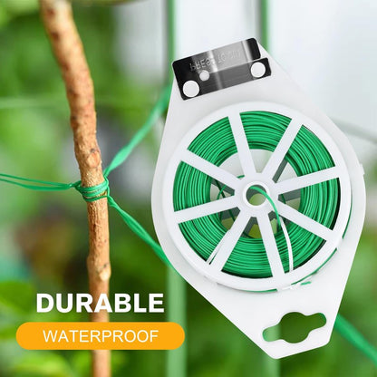 Iniscape 328FT Garden Twist Tie Wire – with Built-in Cutter, Rustproof Flexible Binding Wire for Plants, Tomatoes, Vines – Multi-Purpose for Garden, Home, and Office Organization