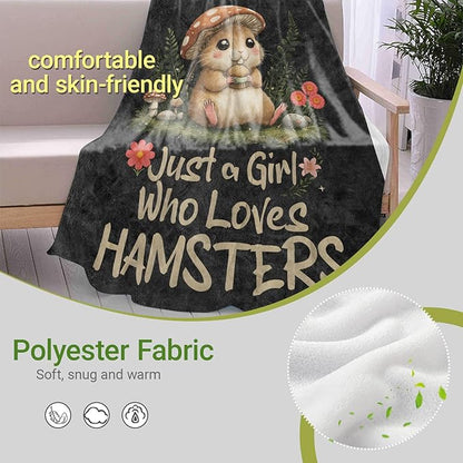 Hamster Mushroom Lightweight Throw Blanket, Whimsical Animal with Forest and Butterfly, Warm Soft Cozy Flannel Blankets, Couch Dorm Home Decor All Season Use, 50x40in, Gifts for Girls Women