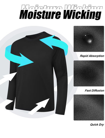 OYGSieg 6 Pack Long Sleeve Shirts for Men Moisture Wicking UPF SPF Sun Protection Tee Shirts Workout T Shirts Casual L