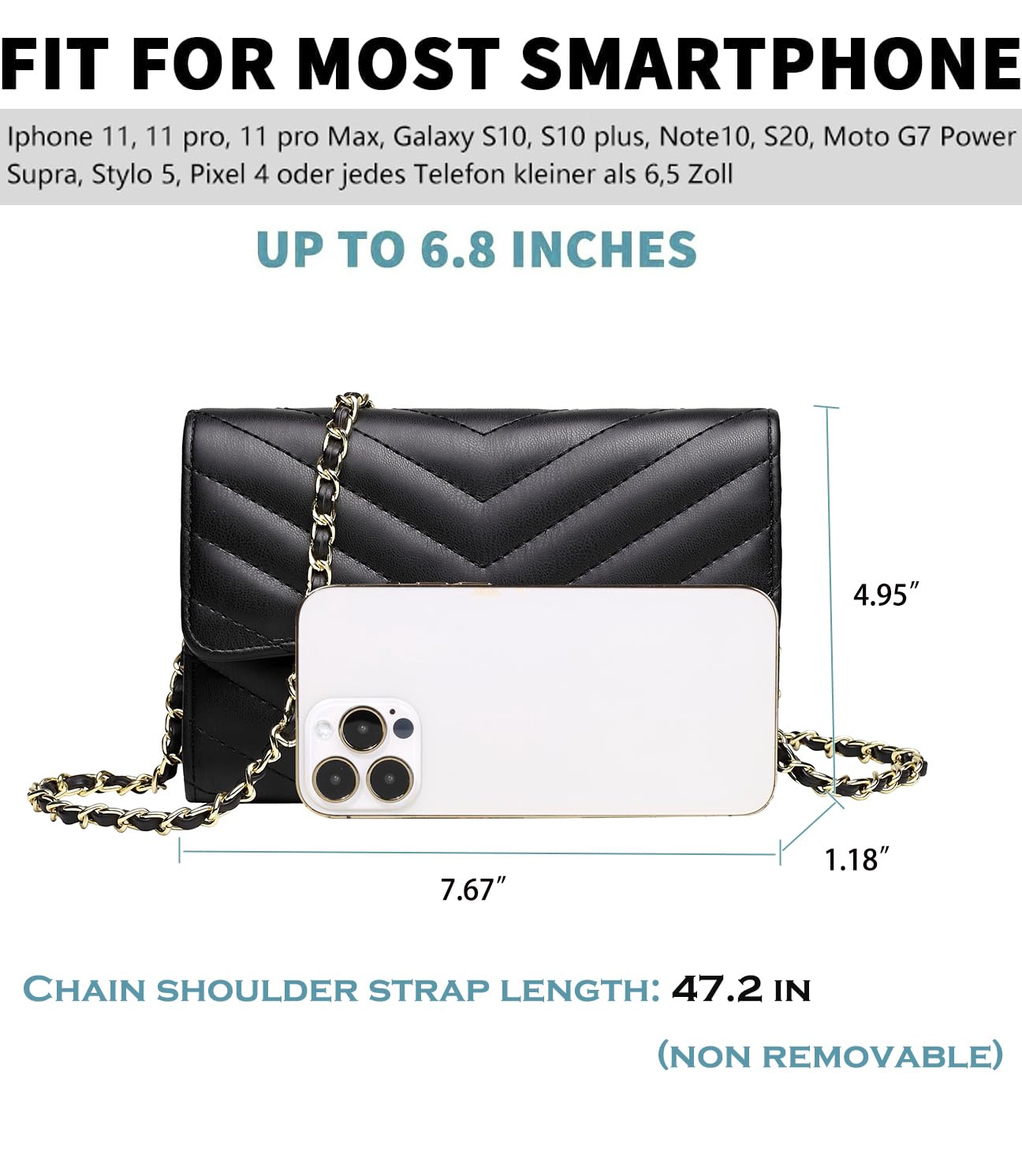 YAZEKOUS Small Crossbody Bags for Women, Small Purses Crossbody Purses for Women, Cell Phone Purse with Card Slots for Travel Daypack Black