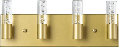 Bathroom Vanity Light Fixtures Over Mirror Brushed Golden Finish Coating, 4 Light Vanity Lights, Wall Sconces Fixture Vanity Lighting for Bathroom