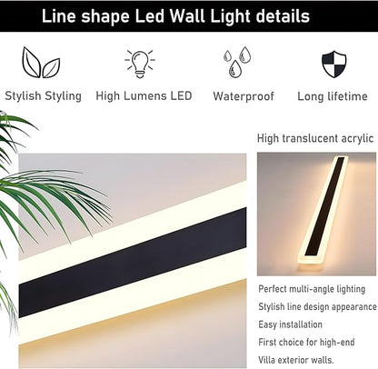 2Pack 39inch Long Outdoor Modern LED Wall Light,30W Waterproof IP65 Warm White 110V led Wall Mount Lighting Fixture Rectangular Black Wall Lights Elegant Frosted White Acrylic Anti Rust