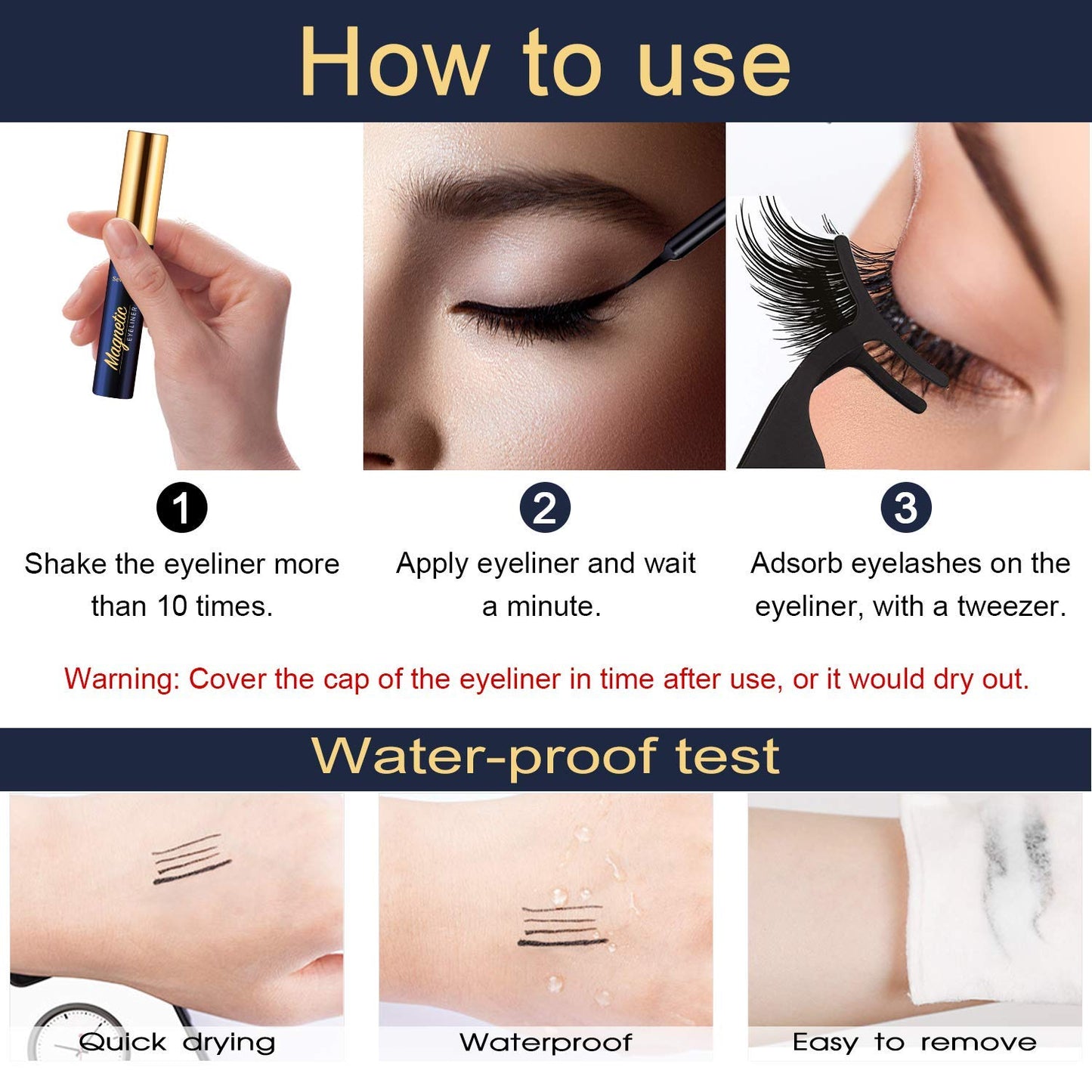Magnetic Eyelashes with Eyeliner Kit - SevenCrown Magnetic Lashes Natural Looking with 4 Tubes of Magnetic Liner Upgraded,Waterproof,Long Lasting - 10 Pairs Reusable Magnetic Eyelash Kit with Applicator, Easy to Apply.