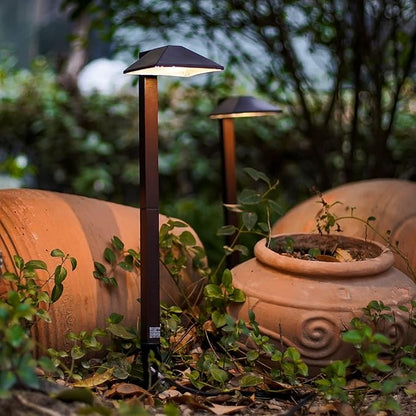 Equinox Outdoor Low Voltage Landscape Lighting 0.6W LED 3100K Warm White Metal 12V Pathway Lights Charcoal Brown Kits with Connector and Stake (1Pack)