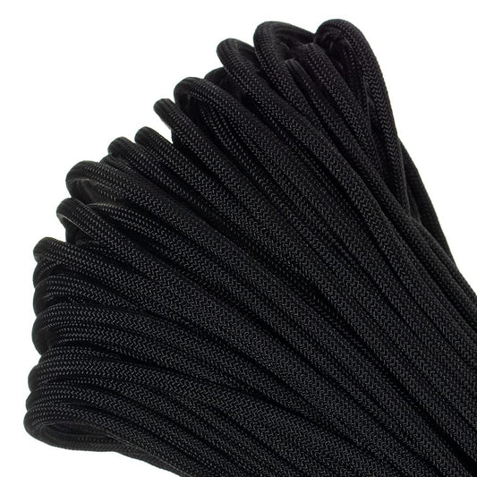 Paracord Planet Genuine Type III 550lb Paracord – Nylon Cord in Solid, Multi, and Reflective Colors – Black (25 ft)