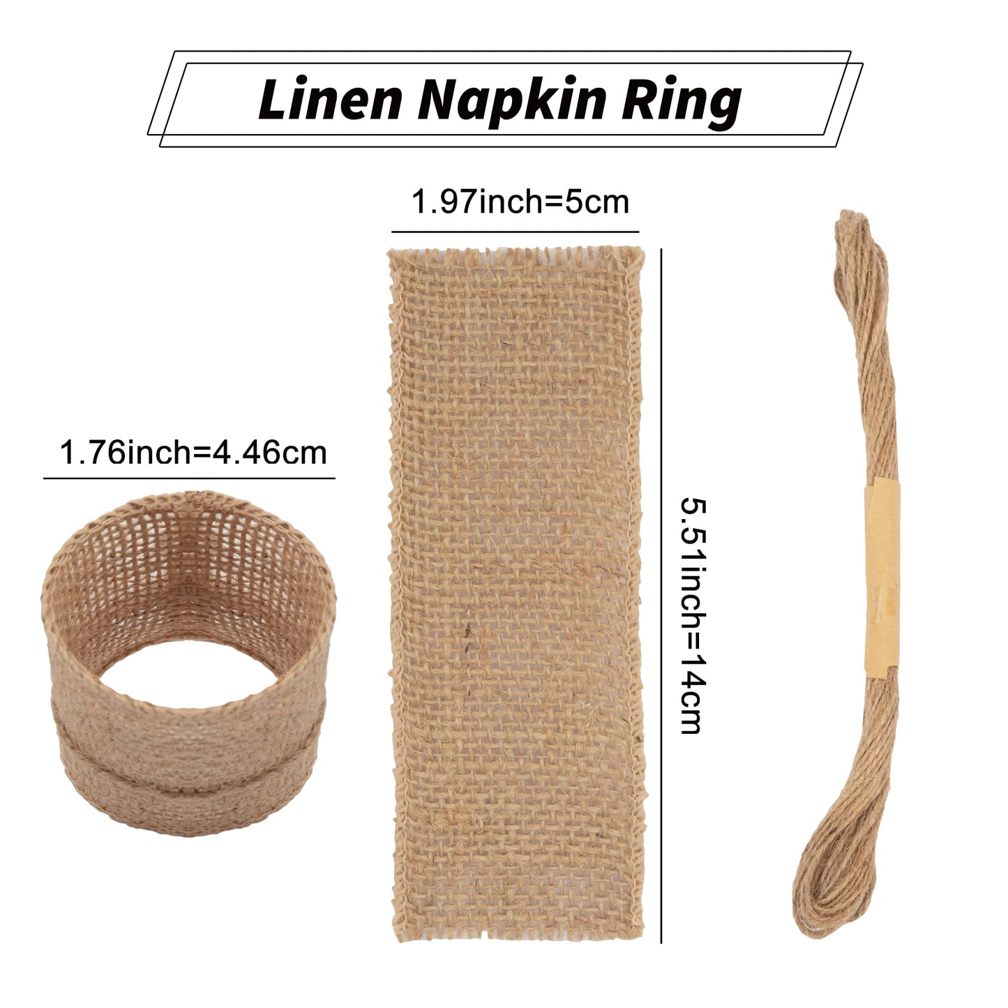 COMFORING 100pcs Burlap Napkin Rings with Wired Edge Disposable Napkin Rings Napkin Bands for Country Wedding Decorations Party Dinner Table Decorations