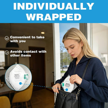 NIOSH Approved N95 Mask Particulate Respirators, Pack of 20 N95 Face Masks, Individually Wrapped, Universal Fit
