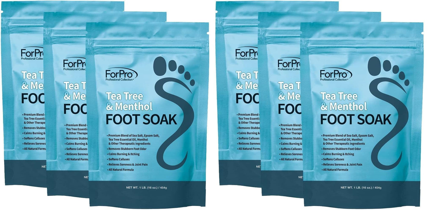 ForPro Professional Collection Tea Tree Oil & Menthol Foot Soak with Sea & Epsom Salt for Toenail Athletes Foot, Stubborn Foot Odor Scent, Softens Calluses & Soothes Sore Tired Feet -Pack of 3 16oz.