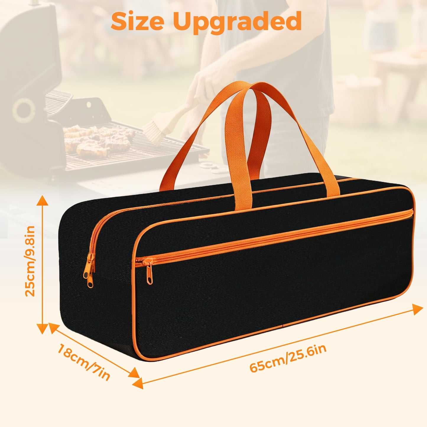 Extra Large Grill Tool Storage Bag, Heavy Duty BBQ Accessories Organizer, Oversized Griddle Storage Case Compatible with Blackstone, Holds Spatulas, Scrapers, Bottles and Grill Cleaning Tools