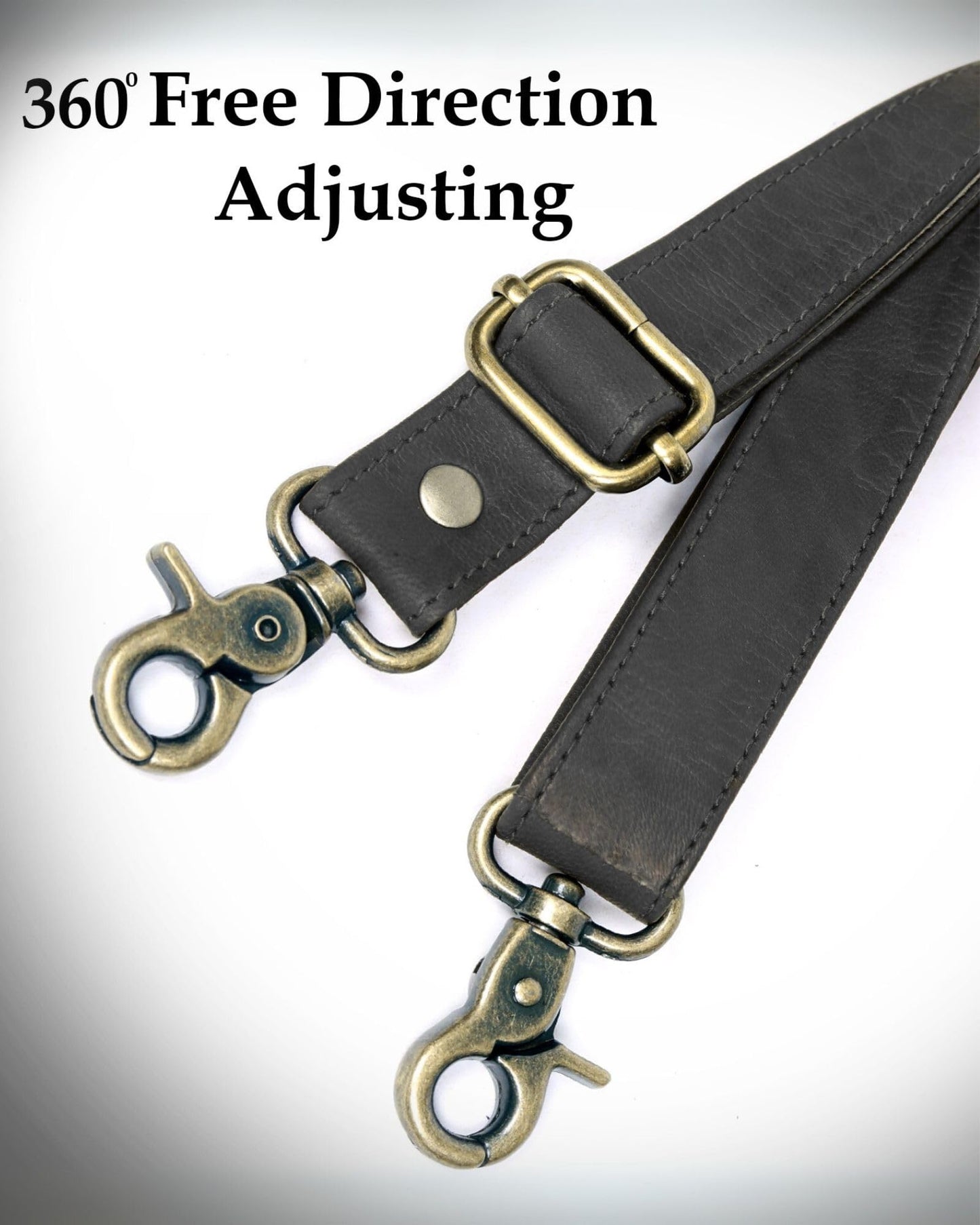 60-inch Genuine Leather Crossbody Strap Replacement for Purse, Handbag & Messenger Bag 1” Wide Adjustable Shoulder Strap (Black)