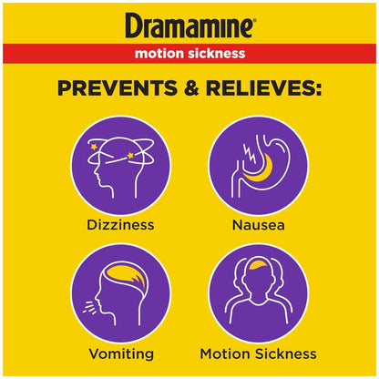 Dramamine Motion Sickness Less Drowsy, Travel Vial, Multicolor, 8 Count