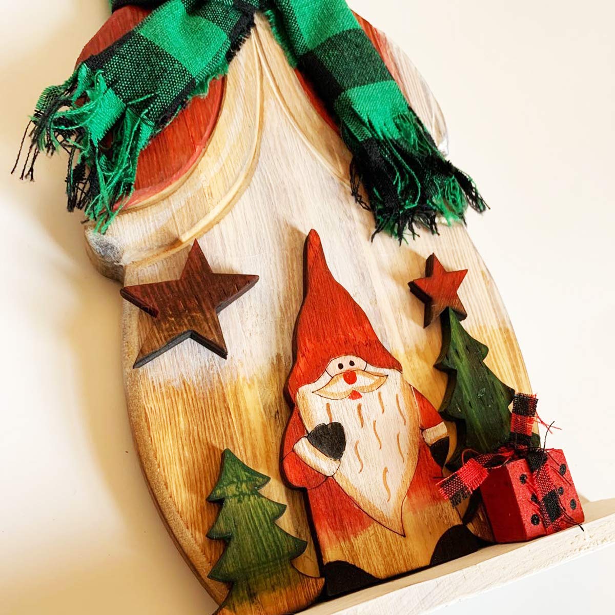 Grace Home Rustic Wood Standing Snowman Figurines Christmas Ornament Tabletop Mantel Centerpieces Decoration 14.5" H (Snowman)