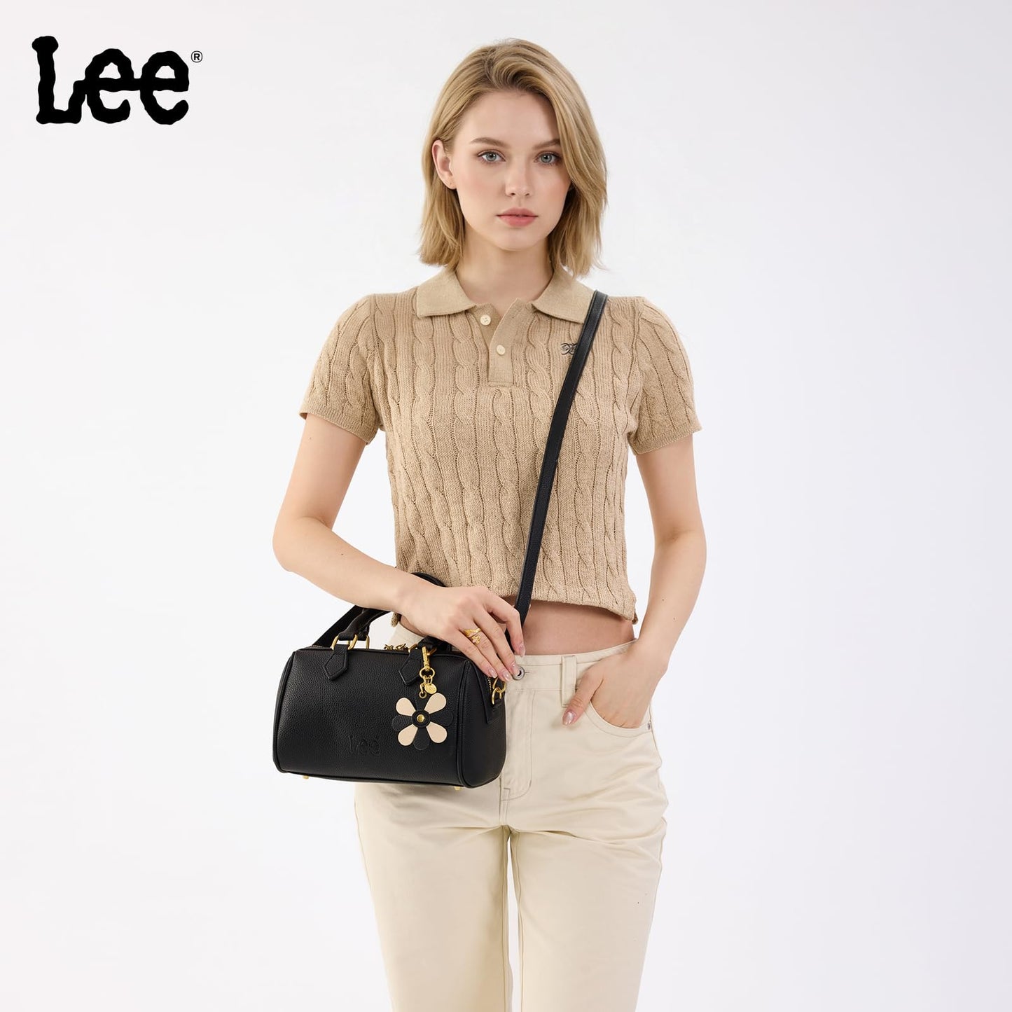 Lee Satchel Purses for Women, Small Top Handle Handbag, Convertible Crossbody Satchel with Detachable Shoulder Strap for Casual Use, LEE70-001BK