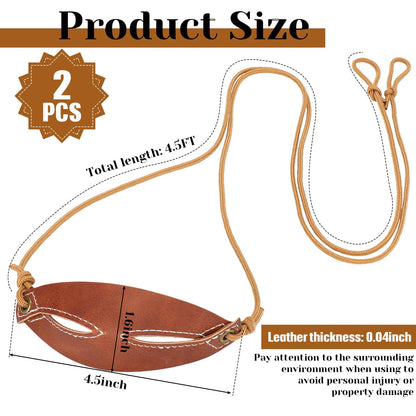 Teyva Daily 2pcs Leather Shepherd Sling Handmade Paracord Shepherds Old Fashioned Slingshot Tennis Ball Thrower for Outdoor Sports Recreation(Breathable Fold,Brown)