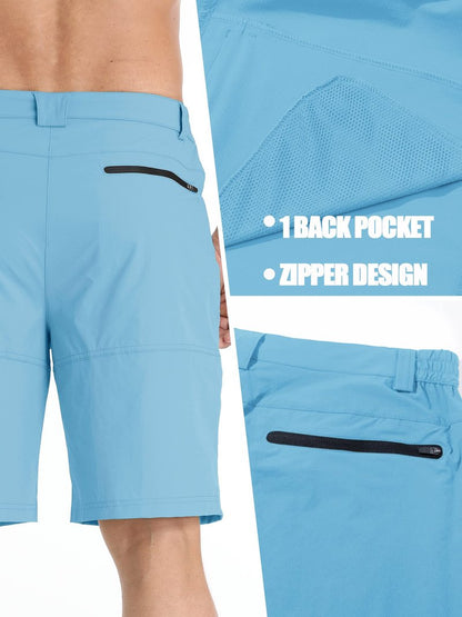 TACVASEN Mens 10" Hiking Shorts Golf Outdoor Lightweight Quick Dry Summer Casual Dress Fishing Shorts with Zipper Pockets Sky Blue 34